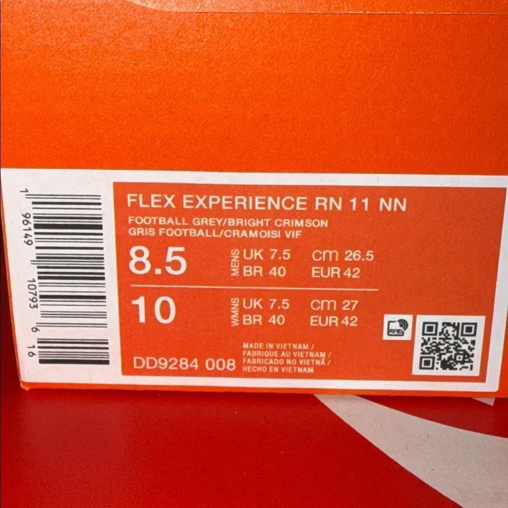 Nike Flex Experience Run 11 Football Grey DD9284-008 Men’s Size 8.5